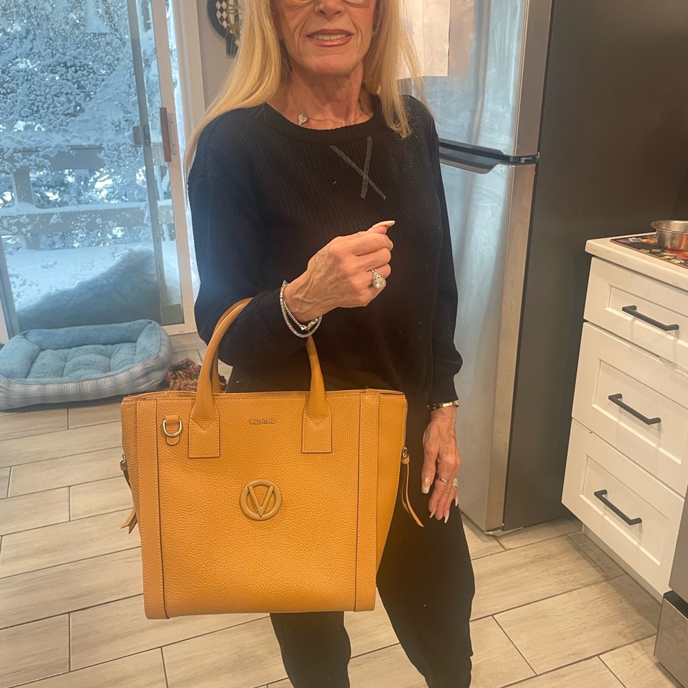 Valentino Tan Satchel with Logo Detail